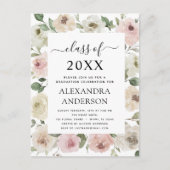 2022年卒業ほこりっぽいバラピンクの卒業フローラ ポストカード (正面)