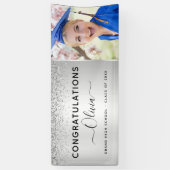 2022年卒業グリッターシルバーブラック 横断幕 (縦)