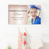 2022年卒業グリッターバラ金ゴールド赤面ピンク 横断幕 (インサイチュ)