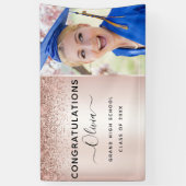 2022年卒業グリッターバラ金ゴールド赤面ピンク 横断幕 (縦)