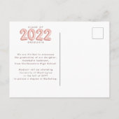 2022年卒業バラ金ゴールド3写真卒業パーティー インビテーションポストカード (裏面)