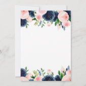 2022年卒業パーティー海軍ブルー赤面ピンクフローラ 招待状 (裏面)