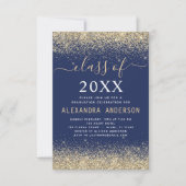 2022年卒業パーティー金ゴールド海軍青 招待状 (正面)