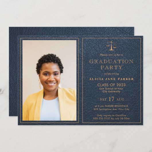 2022年卒業写真のロースクールエレガントクラス 招待状 (正面/裏面)