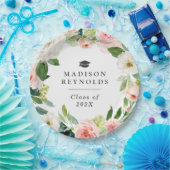 2022年卒業式赤面ピンク・エレガントフローラ ペーパープレート (パーティー)