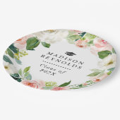 2022年卒業式赤面ピンク・エレガントフローラ ペーパープレート (アングル)