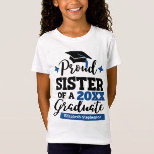 2022年卒業生の誇りな姉妹 黒青キャップTシャツ Tシャツ