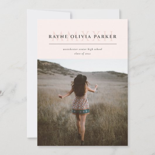 2022年卒業証書発表 ローマ数字 MMXXII 招待状 (正面)