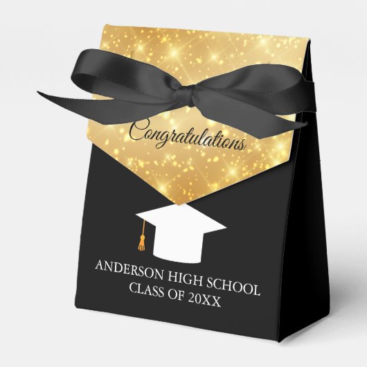 2022年卒業金ゴールドブラッククラスのエレガントパーティー フェイバーボックス (正面サイド)