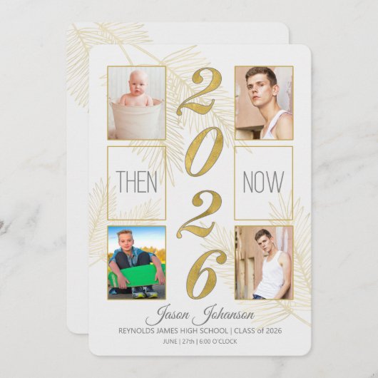 2022年卒業、今や4枚写真 招待状 (正面/裏面)