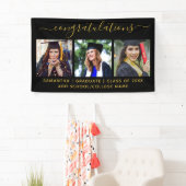 2022年卒業、写真付きブラック金ゴールドおめでとう。 横断幕 (インサイチュ)