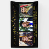 2022年卒業、写真付きブラック金ゴールドおめでとう。 横断幕 (縦)