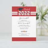 2022年卒 紅白 モダン シンプル 卒業 招待状 (スタンド正面)