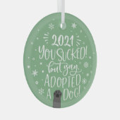 2022年吸が犬のおもしろいグリーン記念酒を採用 ガラスオーナメント (正面右)