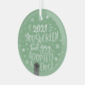 2022年吸が犬のおもしろいグリーン記念酒を採用 ガラスオーナメント (正面左)