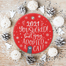 2022年吸も猫おもしろい赤い写真名を採用 セラミックオーナメント