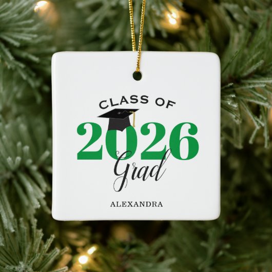 2022年大学院緑・黒モダンのクラス セラミックオーナメント (ツリー)