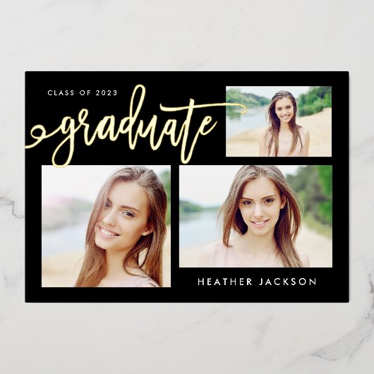 2022年度トレンディー3写真コラージュパーティー 箔招待状 (正面)