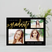 2022年度トレンディー3写真コラージュパーティー 箔招待状 (立ち正面)