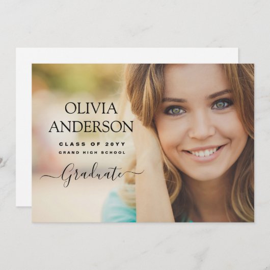 2022年度写真卒業発表のクラス 招待状 (正面/裏面)