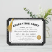 2022年度卒業証書 黒と白の招待状 招待状 (スタンド正面)