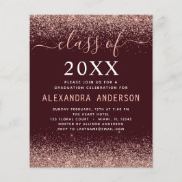 2022年度 写真 ワインレッド 卒業式 ピンク グリッター チラシ