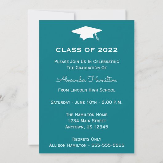 2022年度 卒業キャップ 卒業招待(ターコイズ) 招待状 (正面)