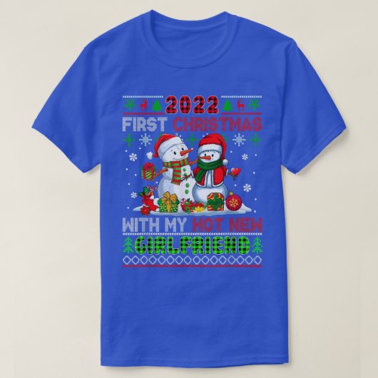 2022年彼女と初めてのクリスマス　雪だるま Tシャツ (デザイン正面)