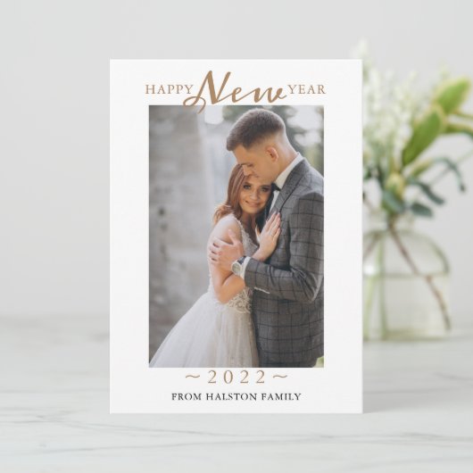 2022年新年のおめでとう金ゴールドの渦模様 写真法 シーズンカード (スタンド正面)