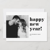 2022年新年のブラックハッピーはっきりしたタイポグラフィ写真 シーズンカード (正面)