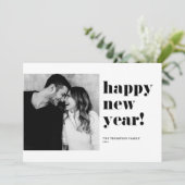 2022年新年のブラックハッピーはっきりしたタイポグラフィ写真 シーズンカード (スタンド正面)