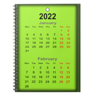2022年暦1月2月プリント日… ノートブック