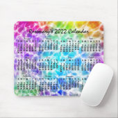2022年月次カレンダーTiedye Hippie Rainbow マウスパッド (マウス)