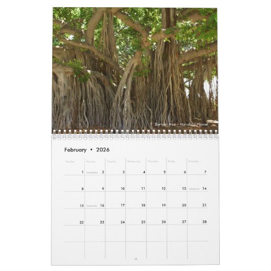 2022年木ユニーク写真の暦カスタマイズ カレンダー (2月 2026)