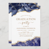 2022年海軍ブルー金ゴールドのAgate卒業生 招待状 (正面/裏面)