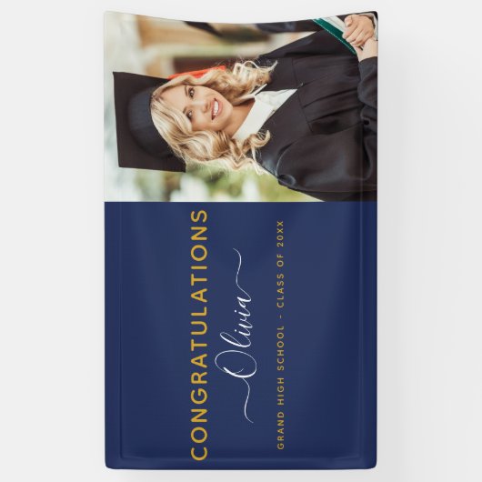 2022年海軍ブルー金ゴールド高等専門学校 横断幕 (縦)