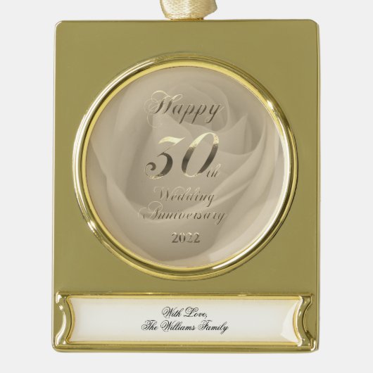 2022年結婚真珠30周年 ゴールドプレートバナーオーナメント (正面)