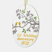 2022年結婚1周年 |ギフトユニークアイディア セラミックオーナメント (左)