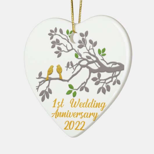 2022年結婚1周年 |ギフトユニークアイディア セラミックオーナメント (左)