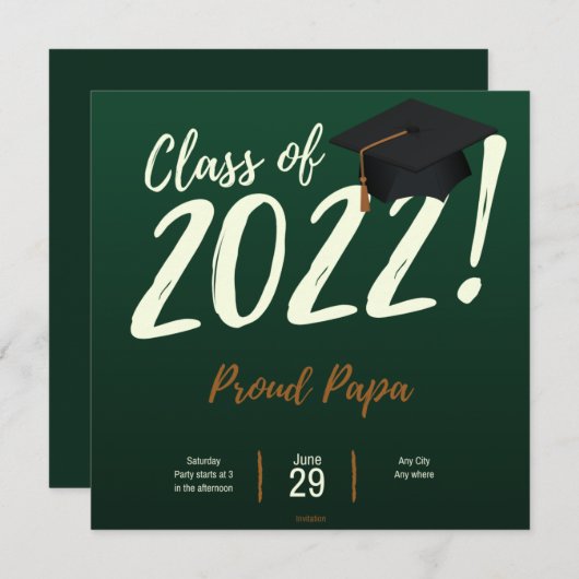 2022年誇りを持った卒卒業クラスのPapa 招待状 (正面/裏面)