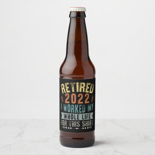 2022年退職 おもしろい定年退職のお祝い ビールラベル (正面)