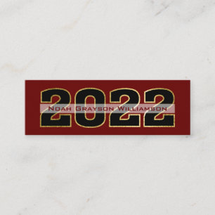 2022年金ゴールド・ブルゴンディ卒業表名挿入 コーリングカード