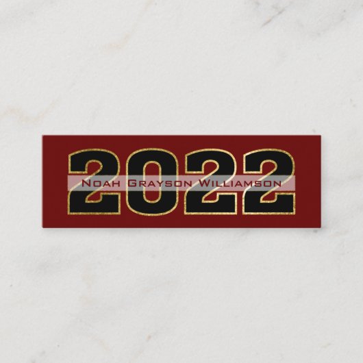 2022年金ゴールド・ブルゴンディ卒業表名挿入 コーリングカード (正面)