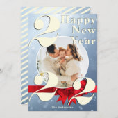 2022年青い雪の写真カードお正月カスタム 招待状 (正面/裏面)