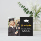 2022年黒金ゴールド写真卒業 ポストカード (スタンド正面)