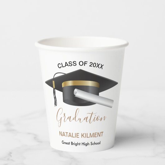 2022年黒・金ゴールド大学院卒業 紙コップ (正面)