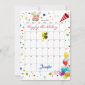 2022年1月カレンダーハッピーバースデー招待状 招待状 (正面)