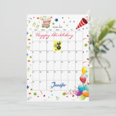 2022年1月カレンダーハッピーバースデー招待状 招待状 (スタンド正面)