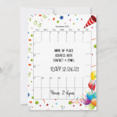 2022年11月カレンダーハッピーバースデー招待状 招待状 (裏面)