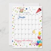 2022年12月カレンダーハッピーバースデー招待状 招待状 (正面)